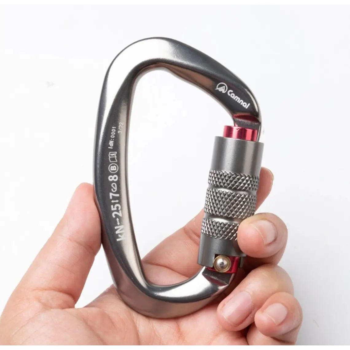 Mosquetón Tipo D con Seguro de Rosca 25 kN Certificado CE y UIAA/Camnal 2