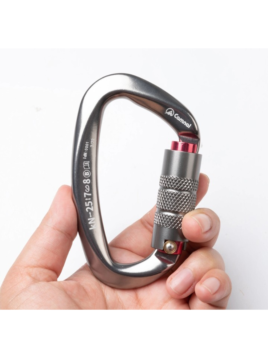 Mosquetón Tipo D con Seguro de Rosca 25 kN Certificado CE y UIAA/Camnal 2