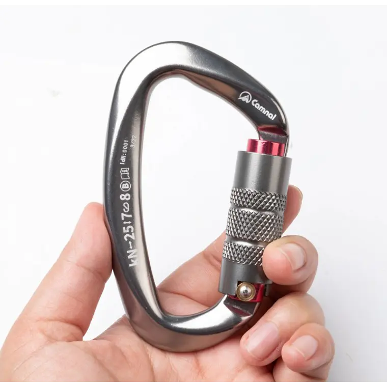 Mosquetón Tipo D con Seguro de Rosca 25 kN Certificado CE y UIAA/Camnal 2