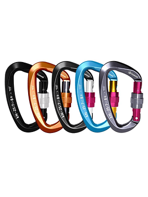 Mosquetón Tipo D con Seguro de Rosca 25 kN Certificado CE y UIAA/Camnal