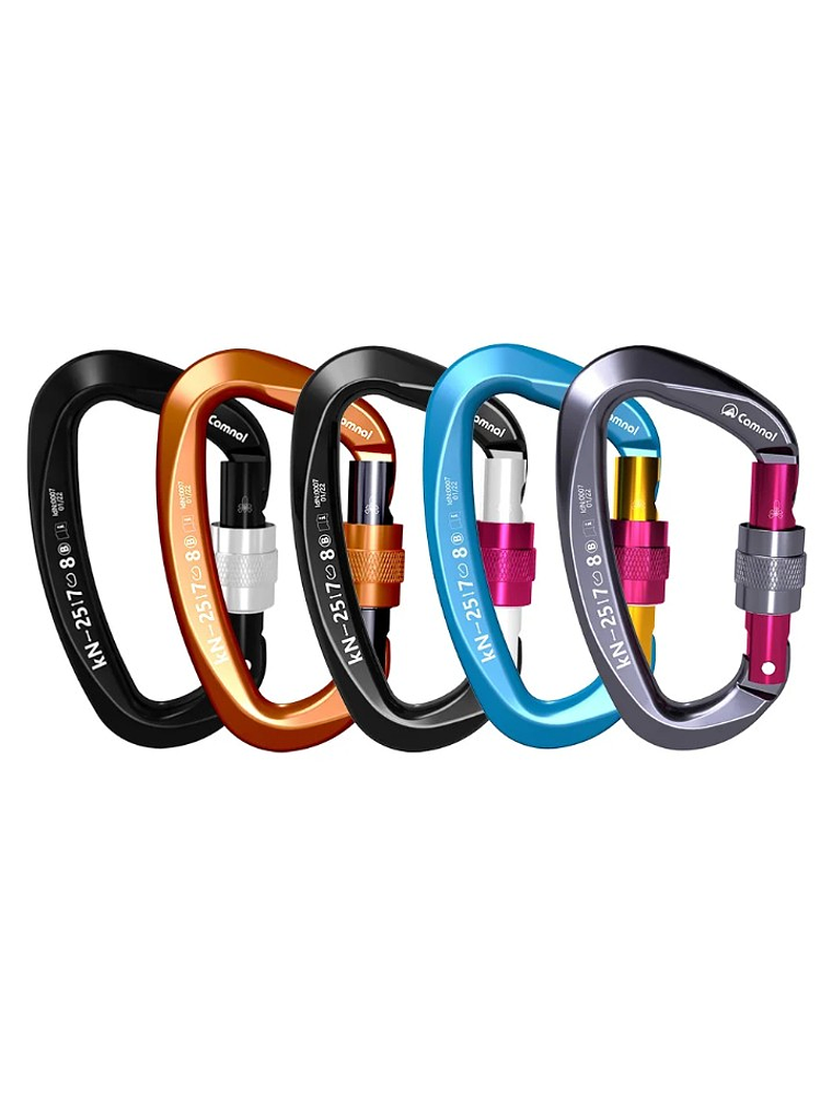 Mosquetón Tipo D con Seguro de Rosca 25 kN Certificado CE y UIAA/Camnal 1