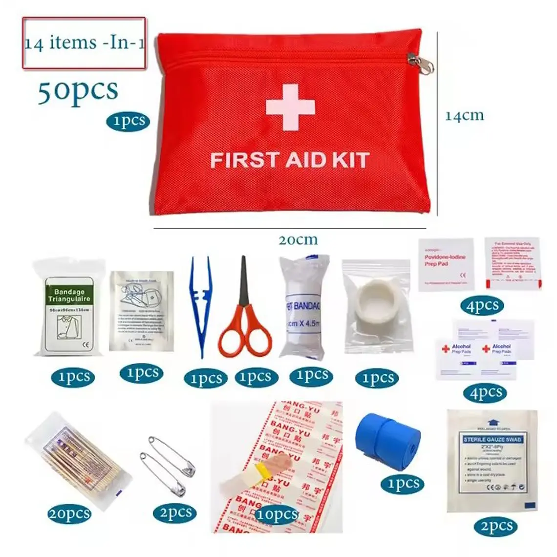 Pack Survivor Essential /Botiquín-Manta Térmica con Silbato-Linterna Dínamo 4