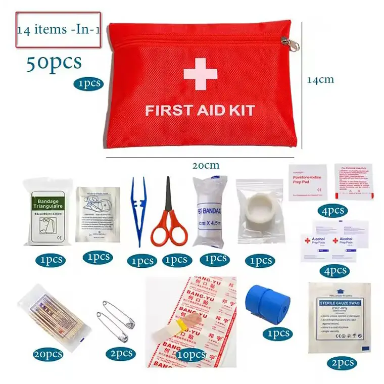 Pack Survivor Essential /Botiquín-Manta Térmica con Silbato-Linterna Dínamo 4