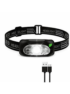 Linterna Frontal LED con Sensor | Recargable USB