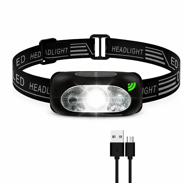 Linterna Frontal LED con Sensor | Recargable USB 1
