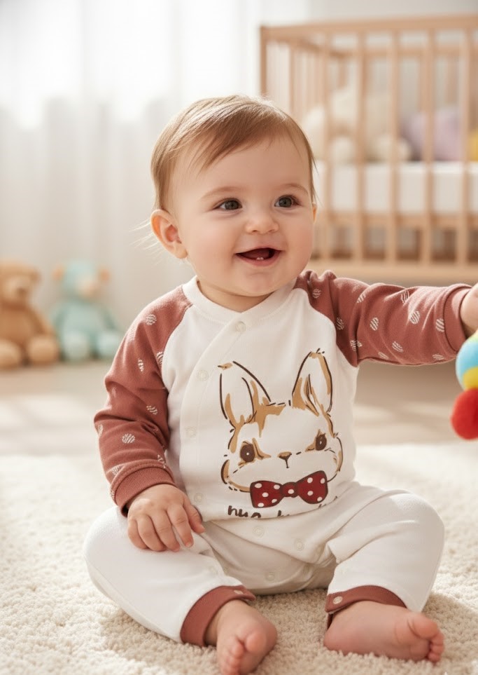 Enterito Conejito Elegante Terracota – 100% Algodón Natural para Piel Sensible 2