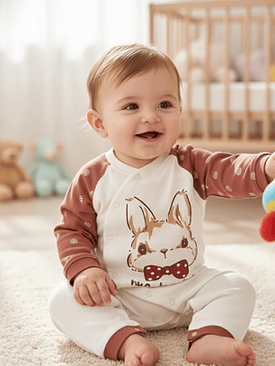 Enterito Conejito Elegante Terracota – 100% Algodón Natural para Piel Sensible