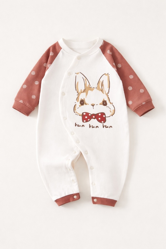 Enterito Conejito Elegante Terracota – 100% Algodón Natural para Piel Sensible 1