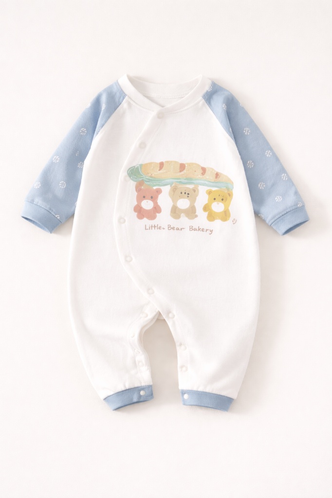 Enterito Ositos Bakery Celeste – 100% Algodón Suave para Piel Sensible 1