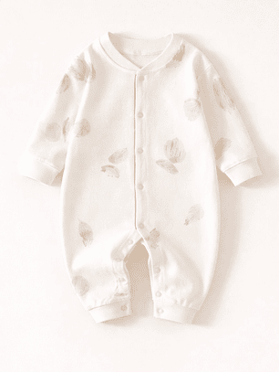 Enterito Hojas Suaves Beige – 100% Algodón Premium para Piel Sensible