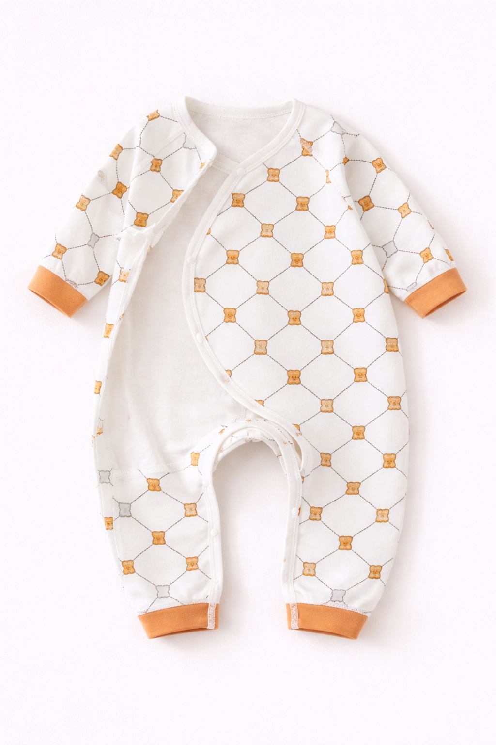 Enterito Osito Geométrico Naranjo – 100% Algodón Natural que Protege su Piel. 5