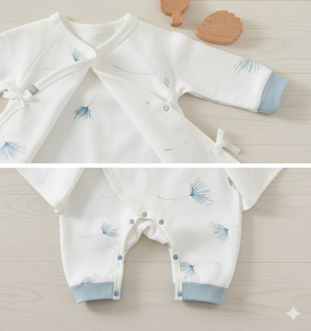 Enterito Pluma Celeste – 100% Algodón Natural para Piel Sensible 7