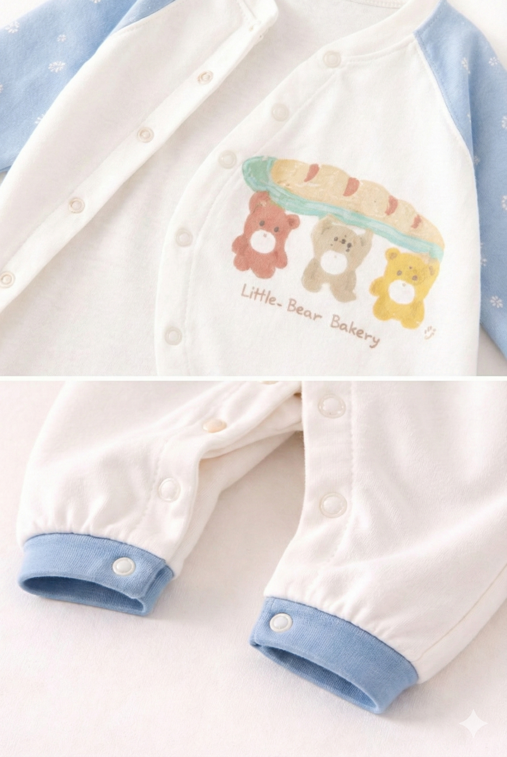 Enterito Ositos Bakery Celeste – 100% Algodón Suave para Piel Sensible 10