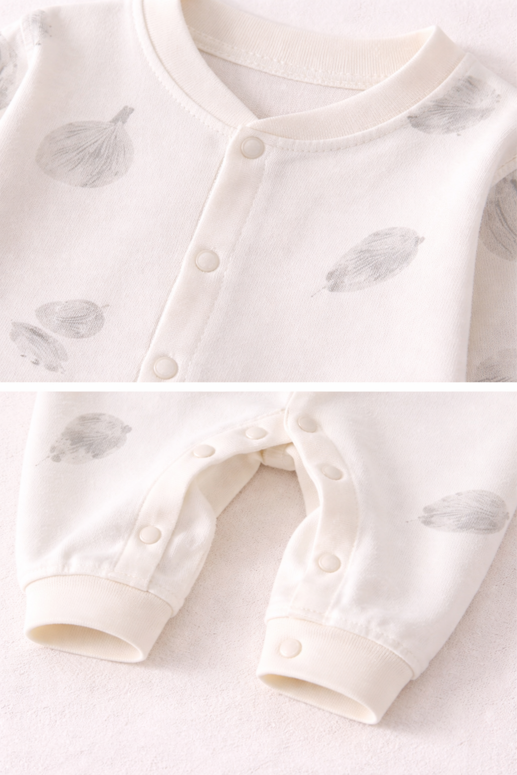 Enterito Hojas Gris Suave – 100% Algodón Premium para Piel Sensible 8