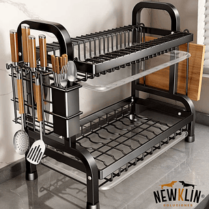 Seca platos 2 niveles Negro