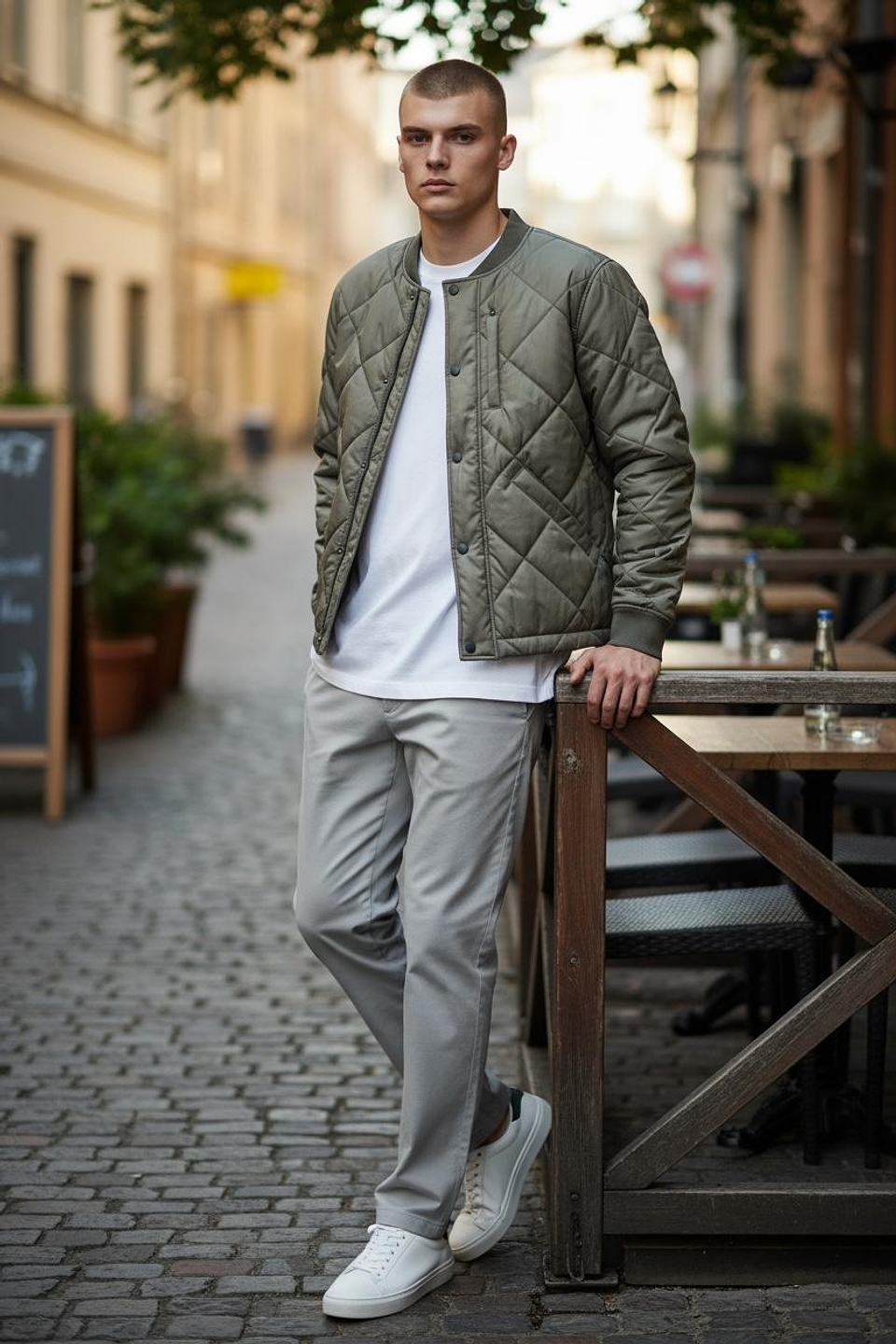 Chaqueta Bomber Quilter verde acolchada Banana Republic 3