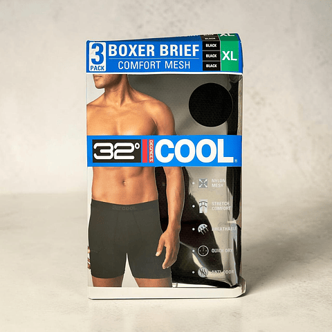 Pack 3 boxer 32 Degrees cool negros