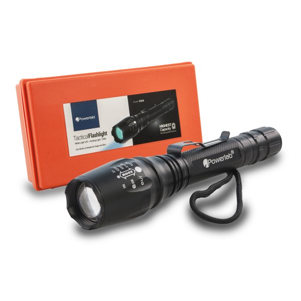 Linterna Táctica Larga Luz Blanca Led1200 Ipx4 Zoom Powerlab