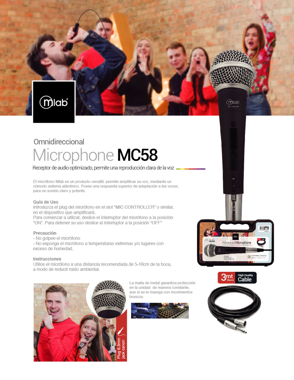Micrófono Karaoke Omnidireccional MC58 Microlab - 8781