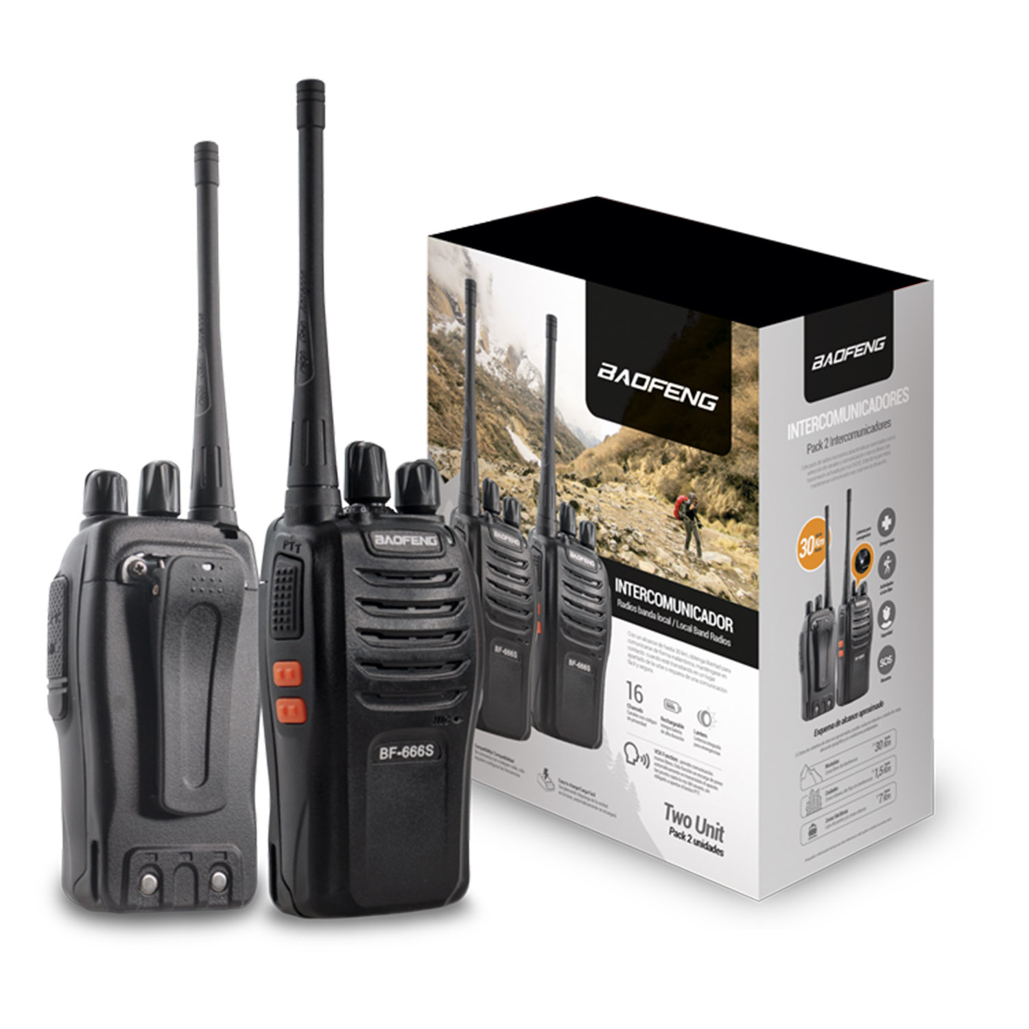 Pack X2 Radio Transmisor Baofeng 3km 16 Can Sos