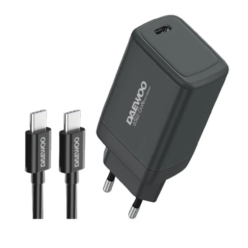 DAEWOO COMBO CARGADOR DE PARED 65 W + CABLE DE CARGA DI-PD651-EU