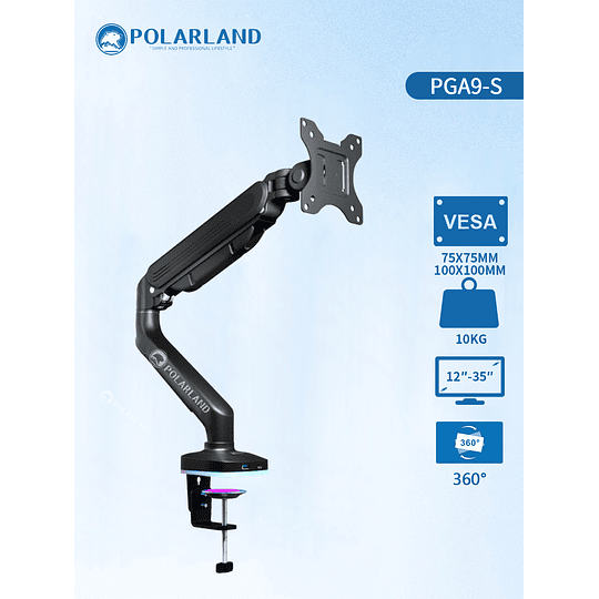  Soporte Para Monitor Gamers Rgb / Polarland Pga9-s