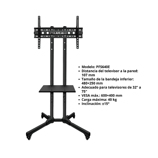 Soporte De Suelo Movil Para Tv 32 - 75 / Polarland Pfs640e