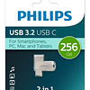 Pendrive Philips 25 Gb 2 En 1 USB Tipo C Color Gris