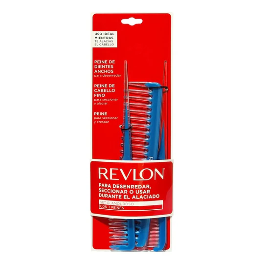 Juego De 3 Peines Asst Color Azul / Revlon 10142 