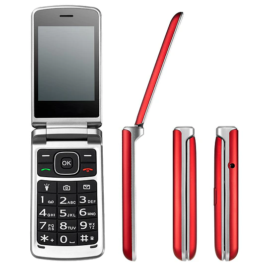 Celular Senior Clamshell Rojo Y Negro / Fujita - Japan 