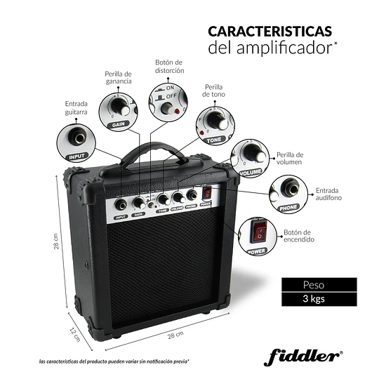 Combo Guitarra Eléctrica + Amplificador / Fiddler FD-CGA05B 