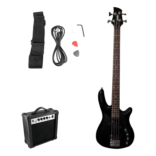 Bajo Eléctrico Negro + Amplificador 20w / Fiddler FD-CBA06B