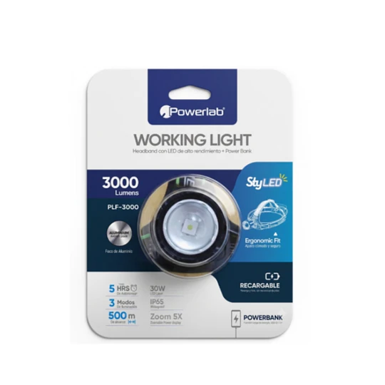 Linterna Frontal Recargable Working Light / Powerlab - 9719