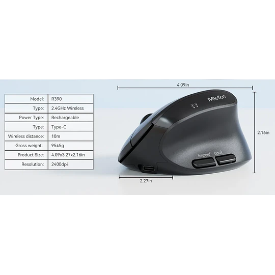 Ratón Vertical Inalámbrico Ergonómico / Meetion R390 - 10263