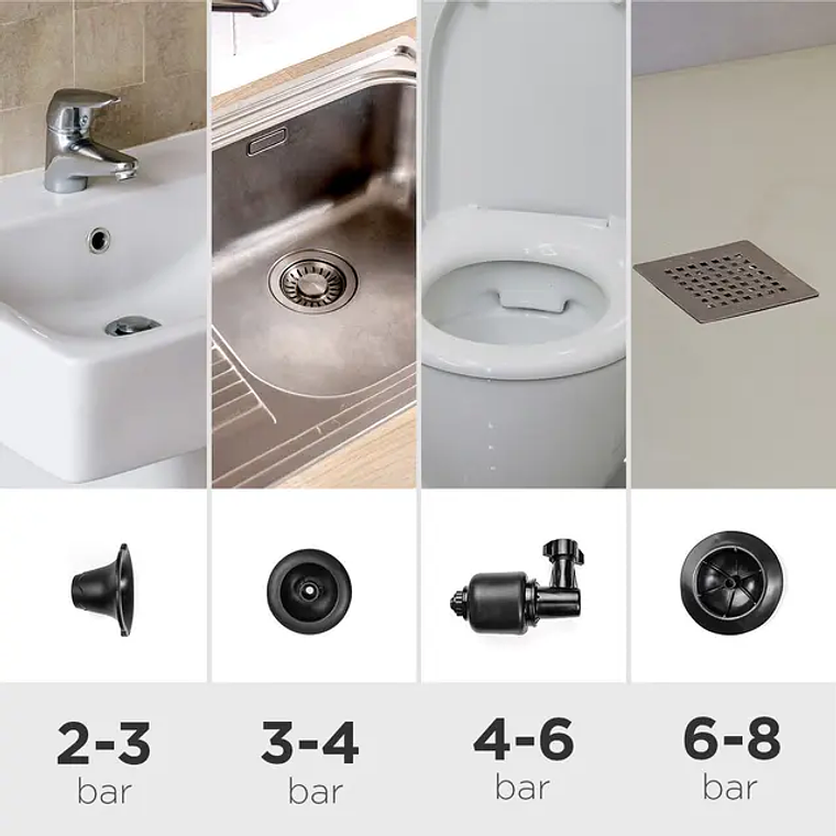 Desentupidor de Ar Comprimido JetPro: Pistola de Pressão 5 em 1 para Canos, Ralos e Tubos 3