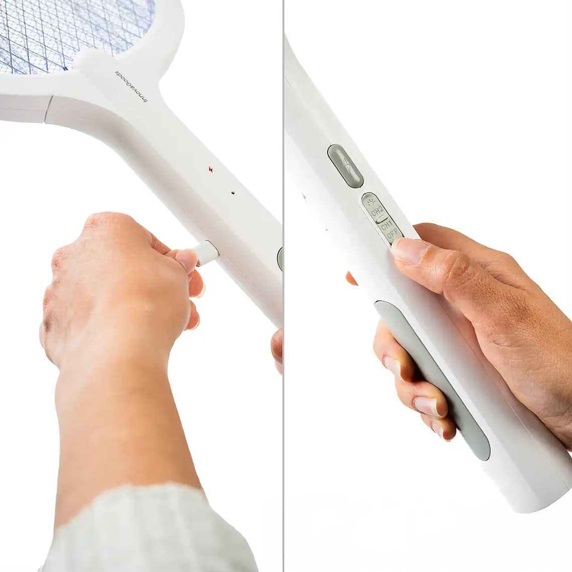 Raquete Mata-Insetos Elecfly 2 em 1: Recarregável, Luz UV Atraente e Choque 3000V para Interior e Exterior 8
