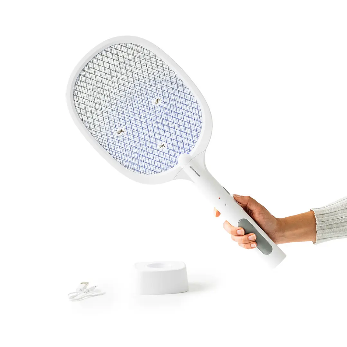 Raquete Mata-Insetos Elecfly 2 em 1: Recarregável, Luz UV Atraente e Choque 3000V para Interior e Exterior 6