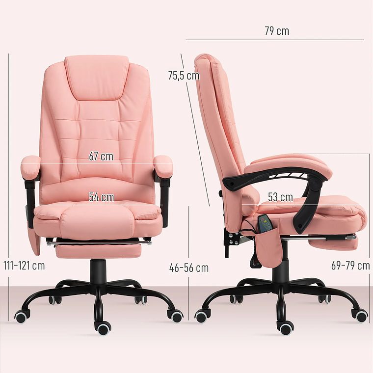 Cadeira de Massagem Vinsetto: Reclinável com 7 Pontos, Apoio para Pés e Controle Remoto 19