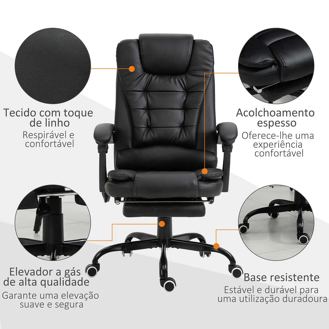 Cadeira de Massagem Vinsetto: Reclinável com 7 Pontos, Apoio para Pés e Controle Remoto 7