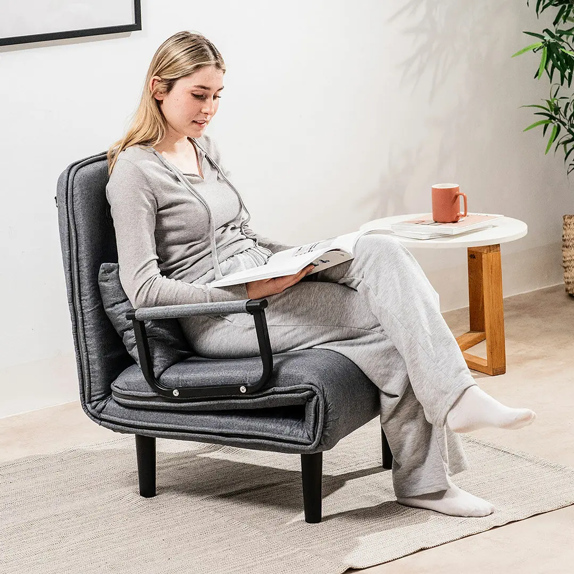 Sofá-Cama Individual Softfa 4 em 1: Conversível em Poltrona, Chaise Longue e Cama (Suporte 150kg) 1