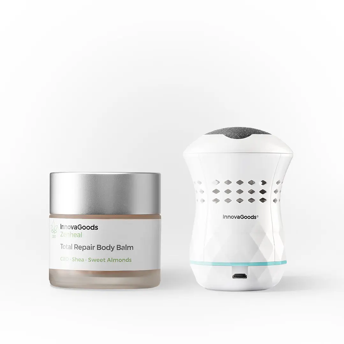Pack Tratamento Pés CBD InnovaGoods: Bálsamo Reparador 50ml + Lima Elétrica com Aspirador (Vegan) 4