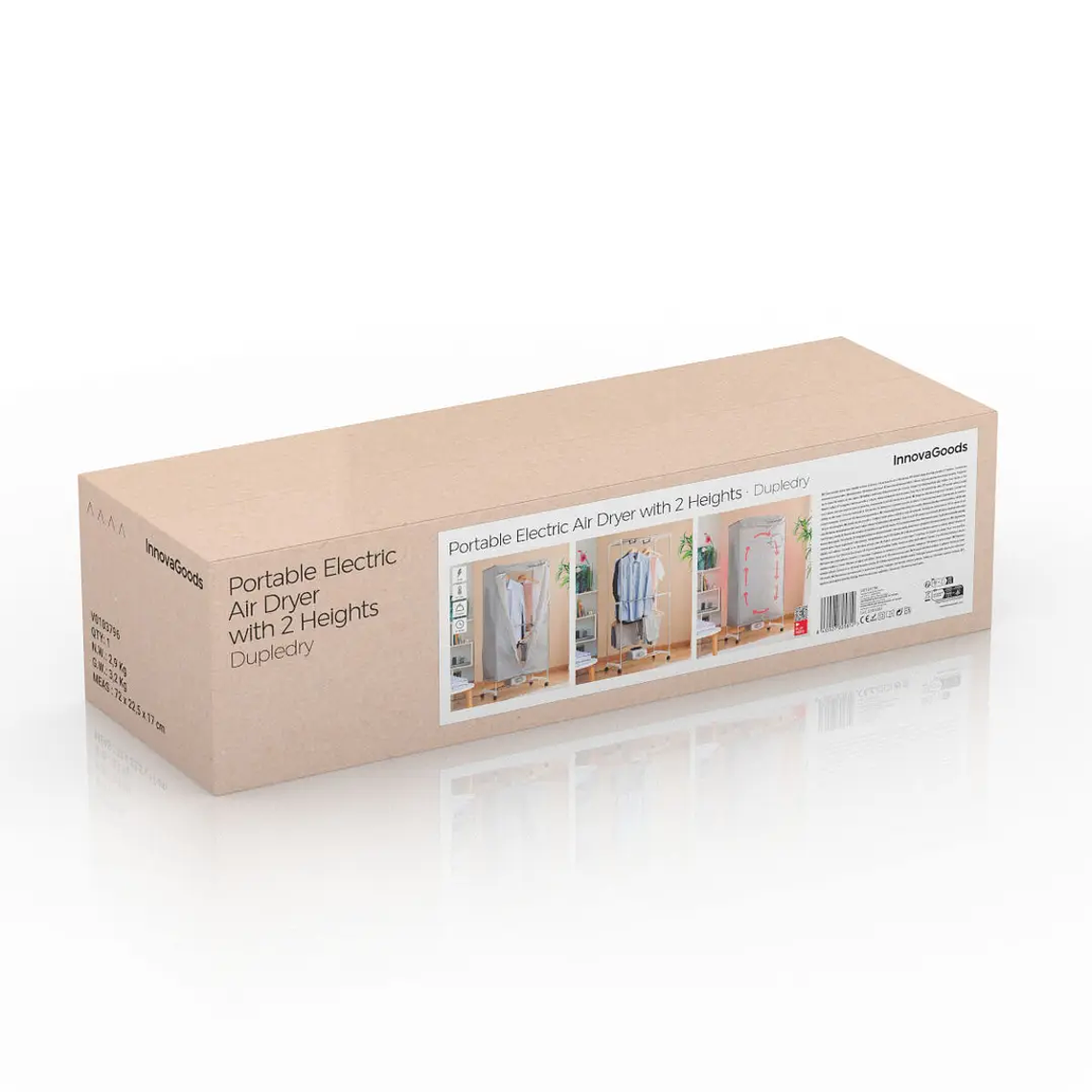 Secador Elétrico Portátil Dupledry Blue: 1200W, Temporizador, 15kg, Capa Lavável e Rodas (70x150cm) 11