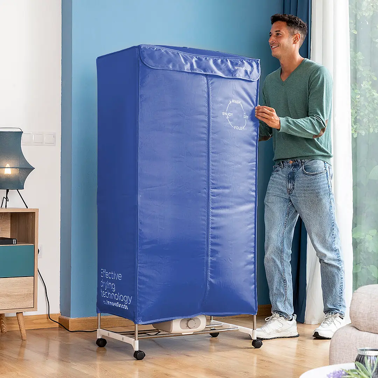 Secador Elétrico Portátil Dupledry Blue: 1200W, Temporizador, 15kg, Capa Lavável e Rodas (70x150cm) 3