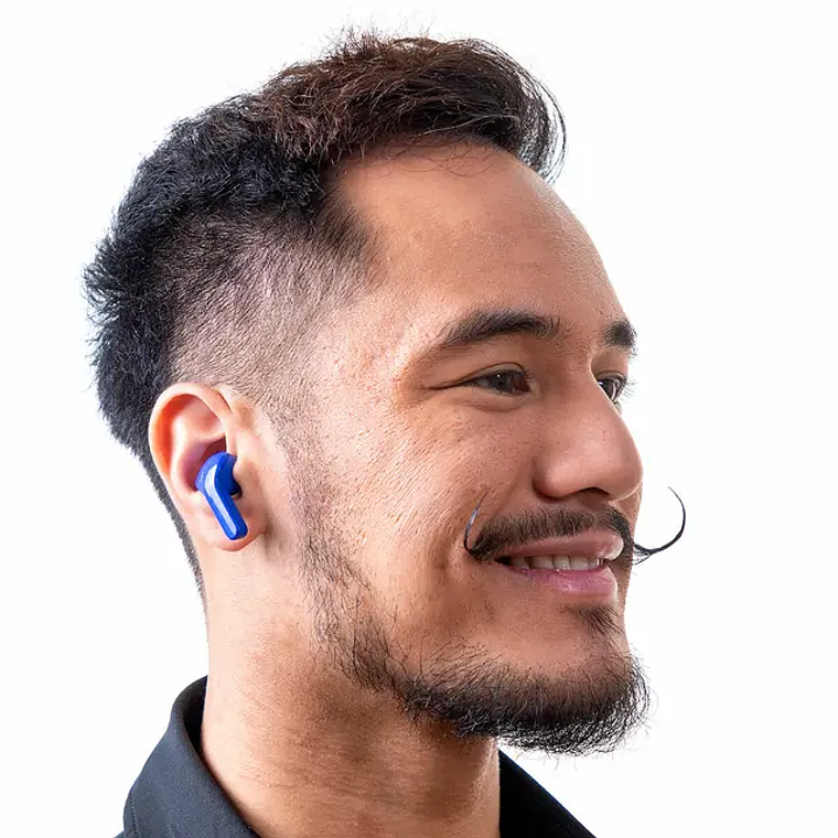 Auriculares Bluetooth 5.0 com Estojo-Carregador LCD e Gancho Porta-Chaves InnovaGoods - Azul 9