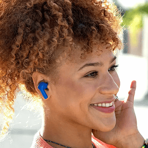 Auriculares Bluetooth 5.0 com Estojo-Carregador LCD e Gancho Porta-Chaves InnovaGoods - Azul