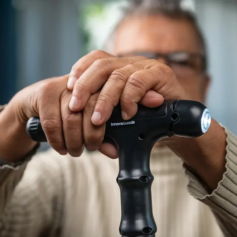 Bengala Multifunções com Mão Mecânica, Luz LED e Alarme - Altura Ajustável (80-93 cm) e Suporte 70 kg 5