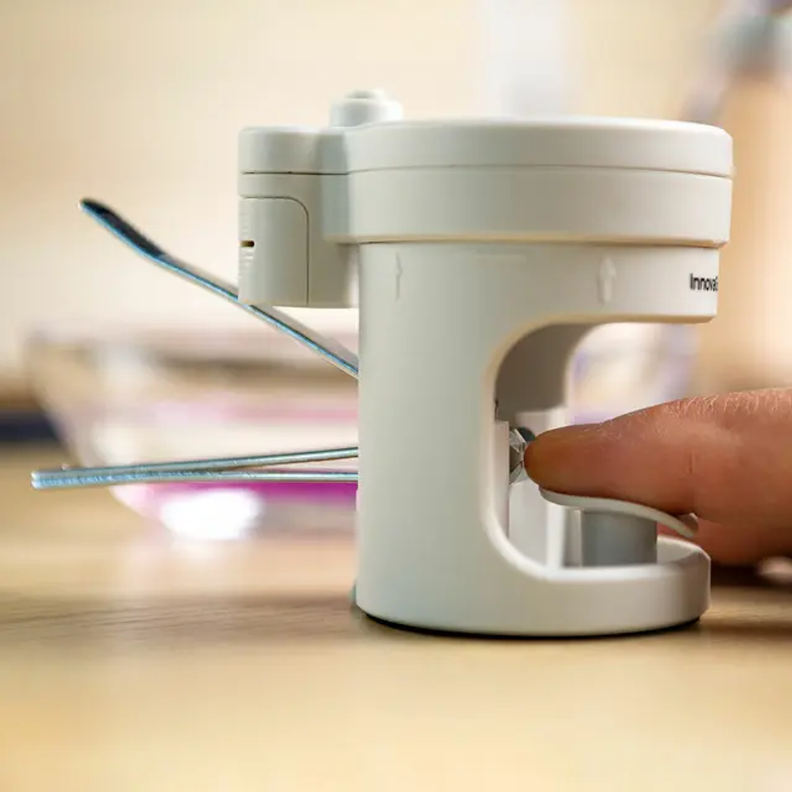 Nail clipper with LED light and 8x magnifying glass - Includes nail file, non-slip base, and battery/USB powered. 5