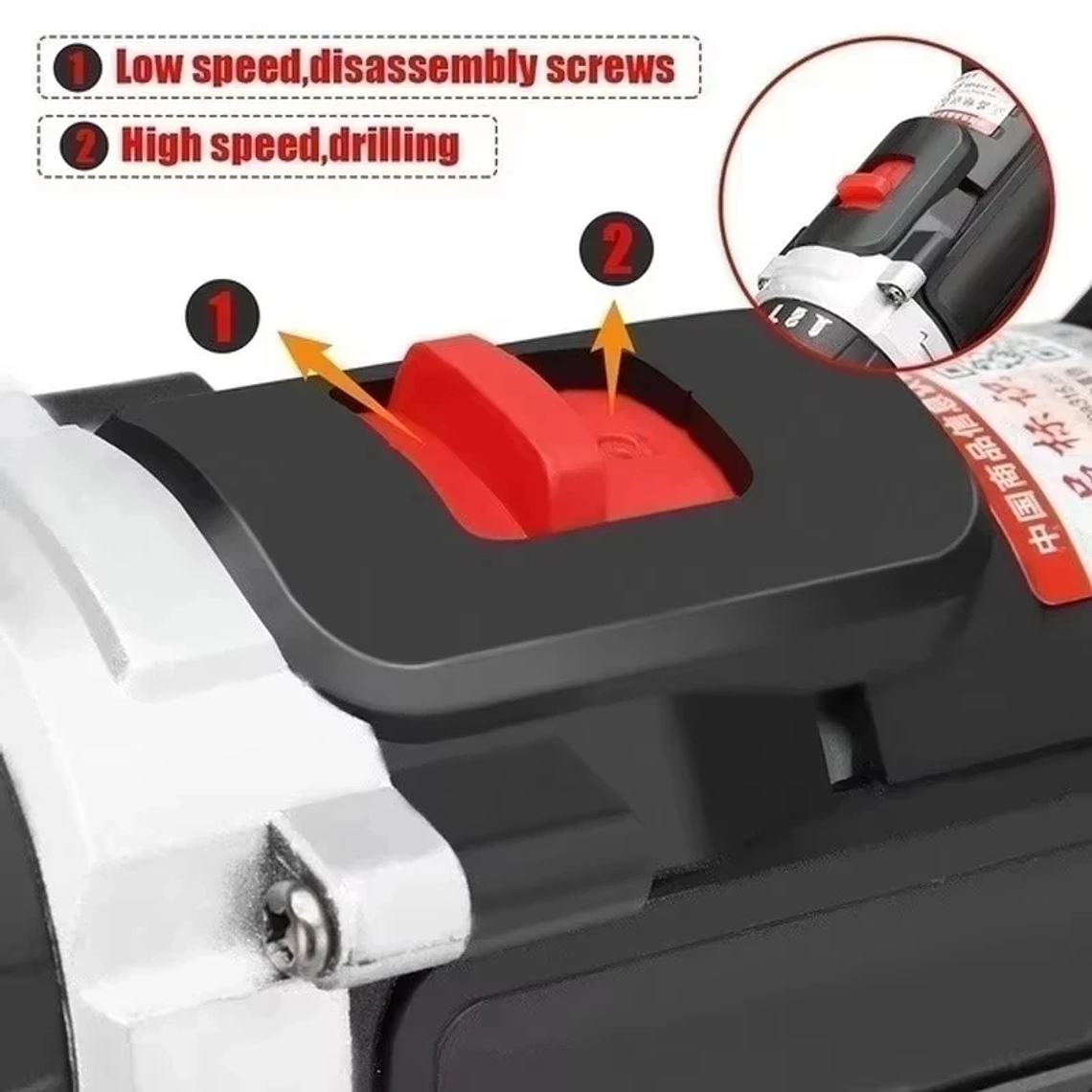 Furadeira de Impacto Sem Fios Gisam 88VF 21V - 28Nm, 2 Velocidades, 2 Baterias Incluídas, Kit 29 Peças 6