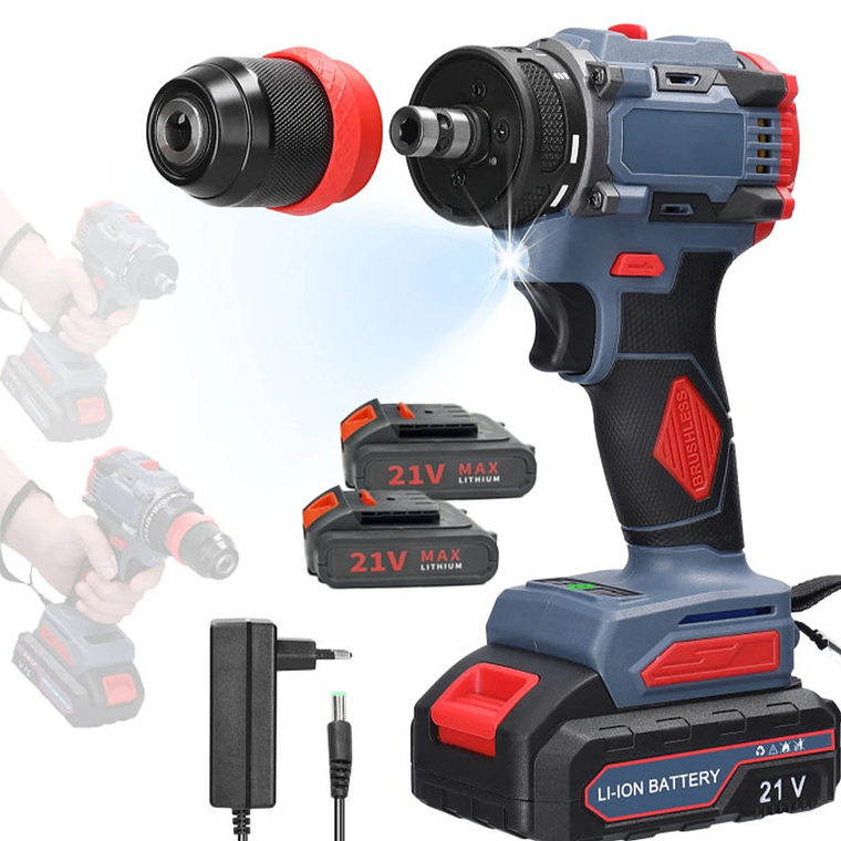 Furadeira Sem Fios Brushless 21V - 55Nm, 2 Velocidades, Motor sem Escovas, para Obra e DIY Pesado 7