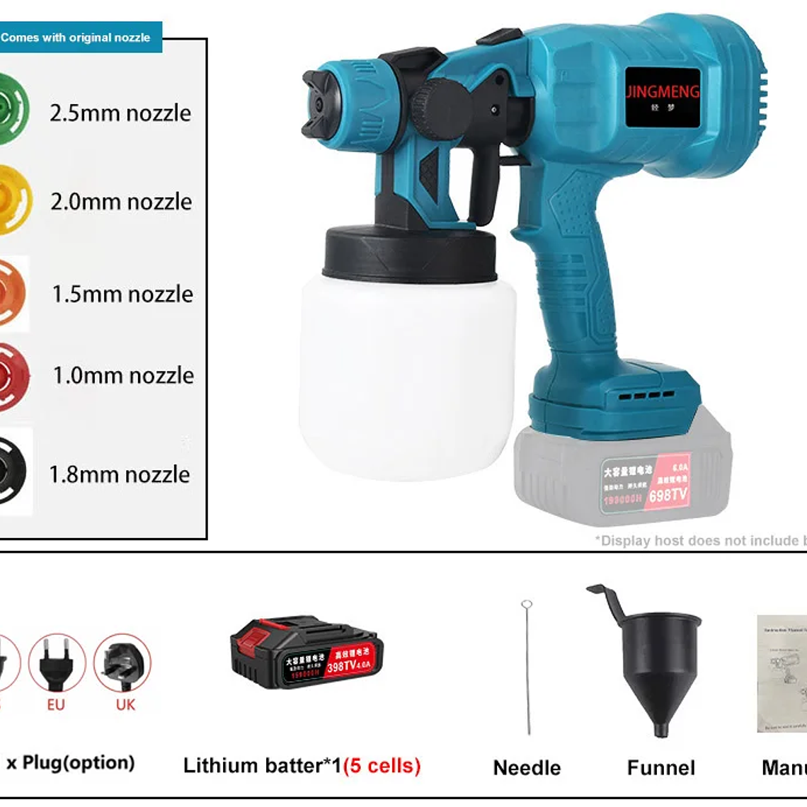 Pistola de Pintura Elétrica Sem Fio 800ML - Compatível com Baterias 21V - Para Carros, Móveis, Portões e Metais 9